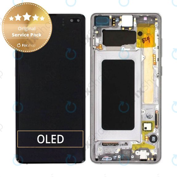 Schermo per Samsung S10 Plus G975F, Prism Black, Vetro touch con cornice, GH82-18849A, GH82-18857A, GH82-18834A, Genuine Service Pack