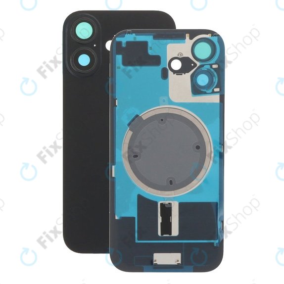 Vetro della scocca posteriore per iPhone 17, Black, con lente fotocamera, piastra metallica e magneti MagSafe