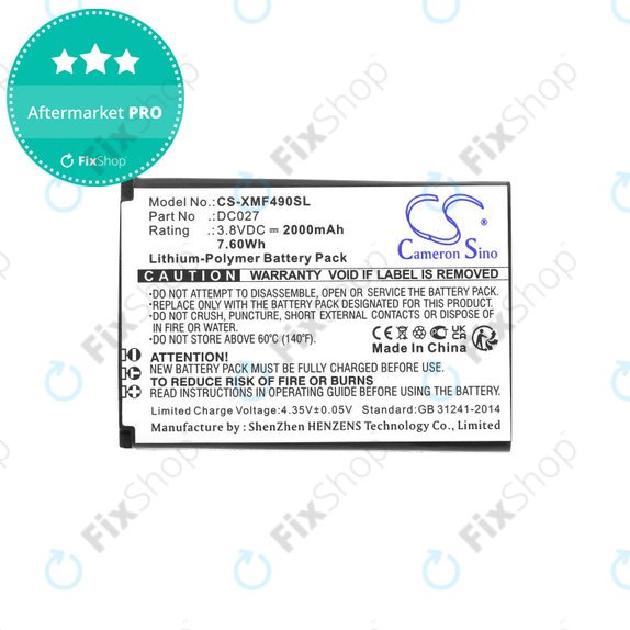 Batteria per Xiaomi F490 4g, DC027, Li-Pol, 2000mAh, 3.8V, HQ