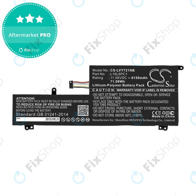 Batteria per Lenovo Yoga 720-15, L16L6PC1, Li-Pol, 6150mAh, 11.56V, HQ