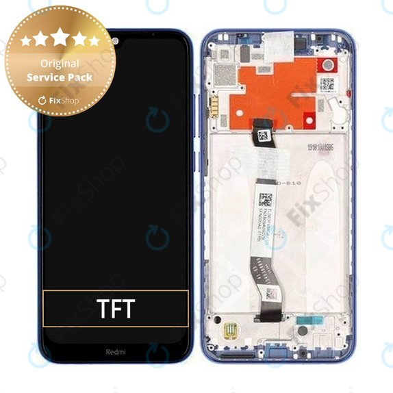 Schermo per Xiaomi Redmi Note 8T, Starscape Blue, Vetro touch con cornice, 5600030C3X00, Genuine Service Pack