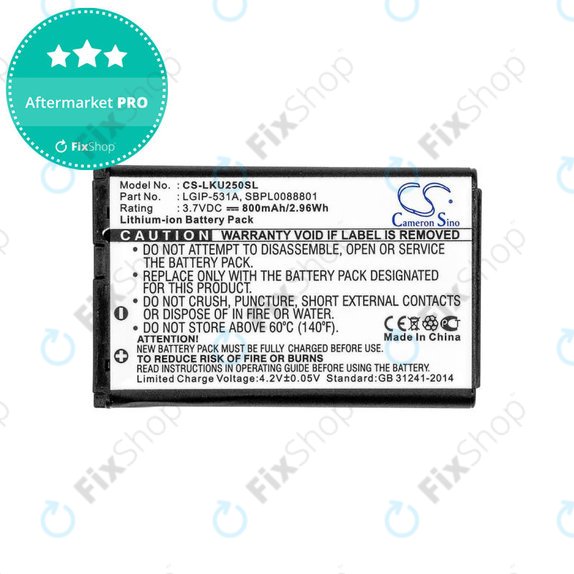 Batteria per LG T500, LGIP-531A, Li-Ion, 3.7V, 800mAh, HQ
