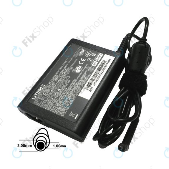 Adattatore di ricarica per Acer, 65W, 19V, Black, 77011089, Genuine Service Pack
