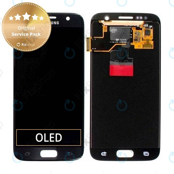Schermo per Samsung S7 G930F, Black, Vetro touch senza cornice, GH97-18523A, GH97-18761A, GH97-18757A, Genuine Service Pack