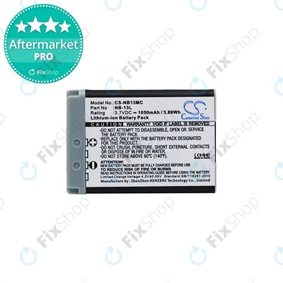Batteria per Canon Powershot G5X, G7X, G7X M2, G7X M3, G9X, G9X M2, PowerShot SX620HS, SX720HS, SX730HS, SX740HS, NB-13L, Li-Ion, 1050mAh, HQ