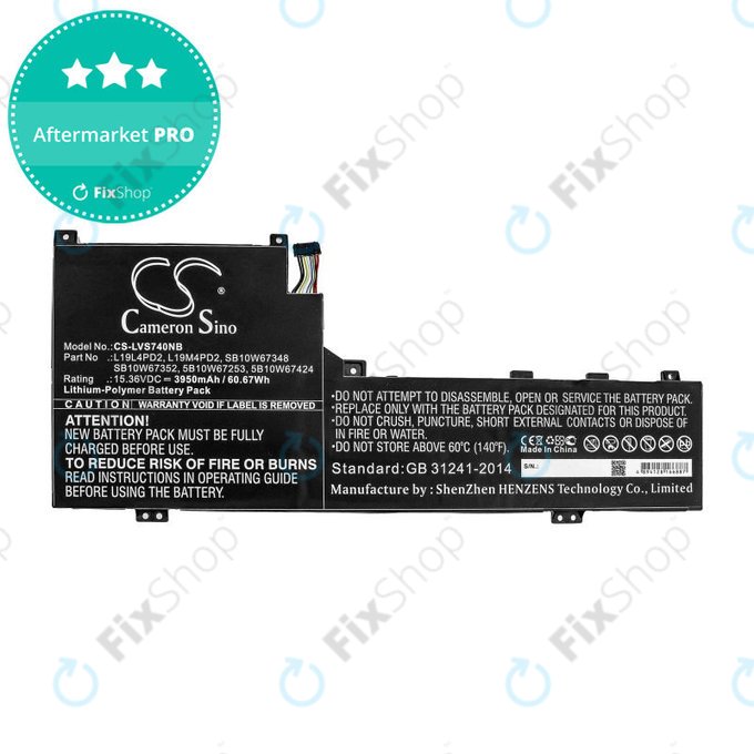 Batteria per Lenovo Yoga S740 14, IdeaPad S740-14IIL, L19L4PD2, Li-Pol, 3950mAh, 15.36V, HQ