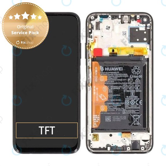 Schermo per Huawei P40 lite, Vetro touch con cornice, batteria, Breathing Crystal, 02353KFV, Genuine Service Pack