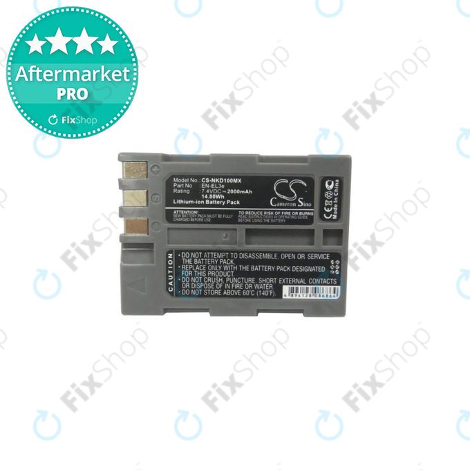 Batteria per Nikon D50, D70, D80, D90, D100, D200, D300, D700, D900, EN-EL3e, Li-Ion, 2000mAh, HQ