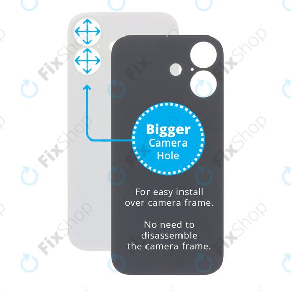 Vetro della scocca posteriore per iPhone 17, White, con fGold fotocamera più grande