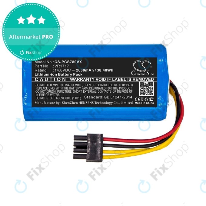 Batteria per Proscenic Cocoa Smart 780T, 790T, Summer P1s, P2s, VR1717, Li-Ion, 2600mAh, 14.8V, HQ