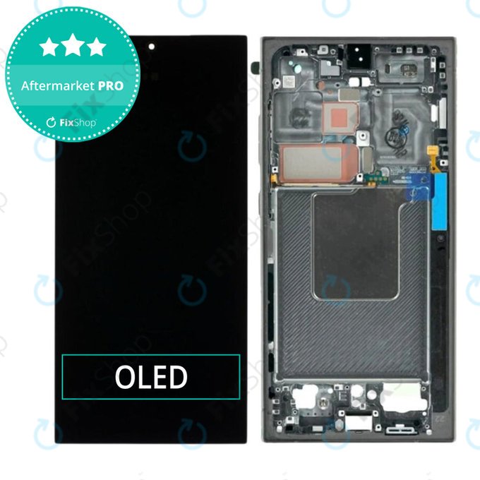 Schermo OLED per Samsung S24 Ultra S928B, Titanium Black, Vetro touch con cornice