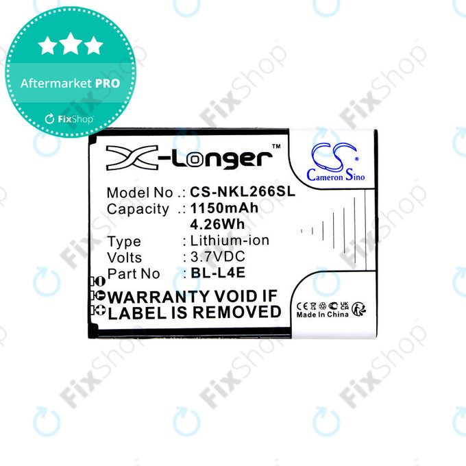 Batteria per Nokia 2660 Flip 4G, BL-L4E, Li-Ion, 3.7V, 1150mAh, HQ