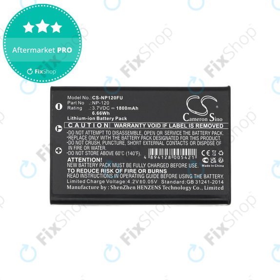 Batteria per Toshiba Camileo H30, FujiFilm NP-120, PX1657, Li-Ion, 1800mAh, 3.7V, HQ