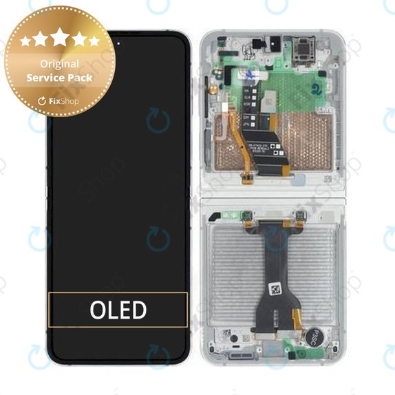 Schermo per Samsung Z Flip 7 FE F761B, White, Vetro touch con cornice, GH82-37734B, Genuine Service Pack