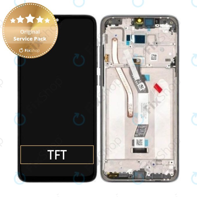Schermo per Xiaomi Redmi Note 8 Pro, Mineral Grey, Vetro touch con cornice, 56000500G700, 5601100040B6, Genuine Service Pack