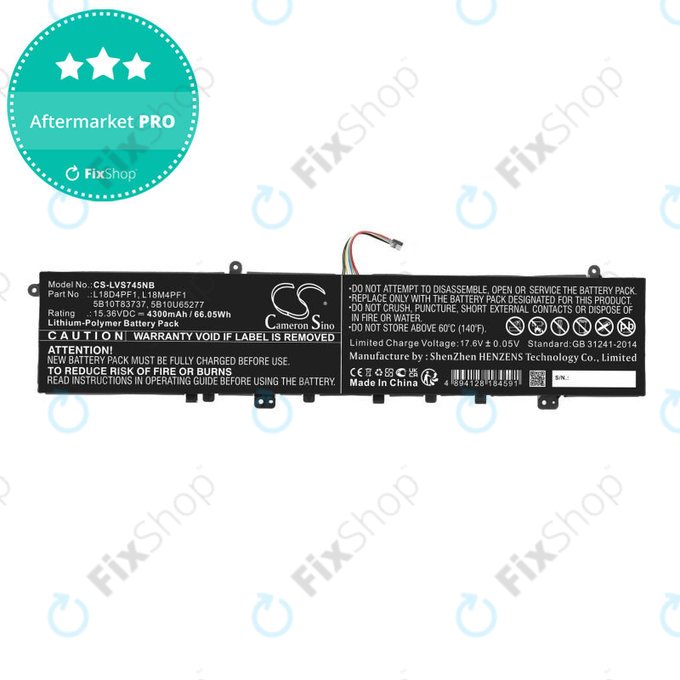 Batteria per Lenovo Yoga, L18D4PF1, Li-Pol, 4300mAh, 15.36V, HQ