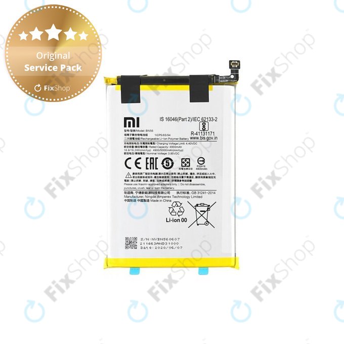 Batteria per Xiaomi Redmi 9A, A1, A2, BN56, BN5F, 46020000425D, 5000mAh, Genuine Service Pack