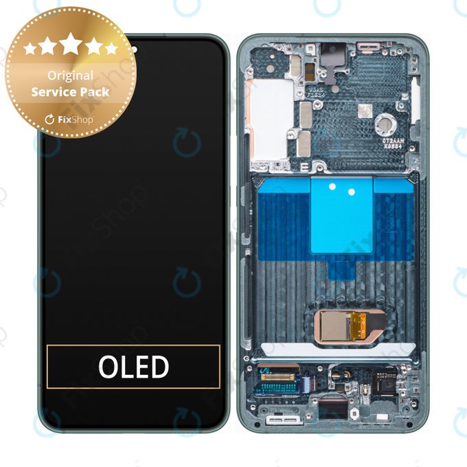 Schermo per Samsung S22 S901B, Green, Vetro touch con cornice, GH82-27520C, GH82-27521C, Genuine Service Pack