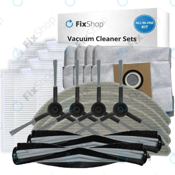 Set di ricambio per Xiaomi Viomi Alpha 2 PRO, V5 PRO, V5 (2x Spazzole principali, 4x Filtri, 4x Spazzole laterali, 4x Panni per mocio, 4x Sacchetti per la polvere)