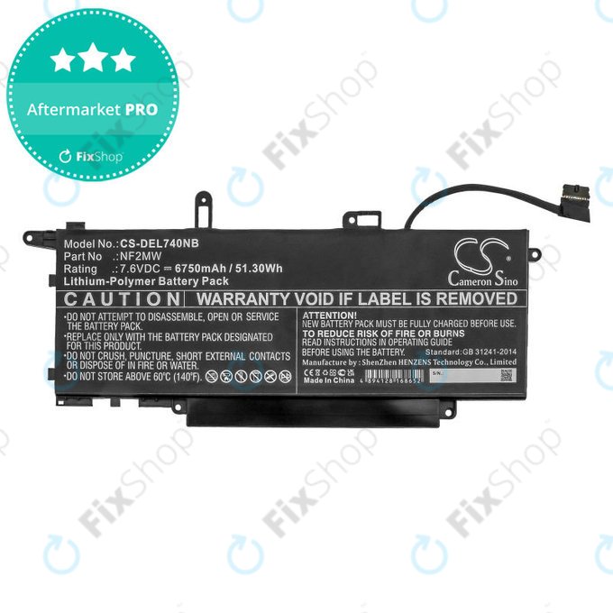 Batteria per Dell Latitude 7310 2-in-1, 7400 2-in-1, NF2MW, Li-Pol, 6750mAh, 7.6V, HQ