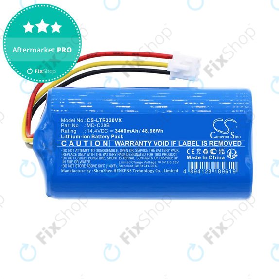 Batteria per Blaupunkt BlueBot XSMART, BPK-VCBB1XB Xboost D071-INR-CH-4S1P, Li-Ion, 3400mAh, 14.4V, HQ