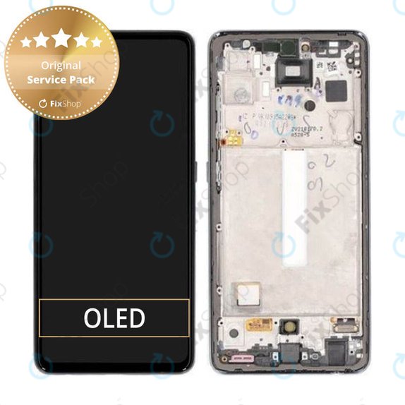 Schermo per Samsung A52s 5G A528B, Awesome Black, Vetro touch con cornice, GH82-26861A, GH82-26863A, GH82-26910A, GH82-26909A, Genuine Service Pack