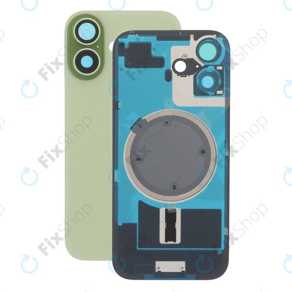 Vetro della scocca posteriore per iPhone 17, Sage, con lente fotocamera, piastra metallica e magneti MagSafe
