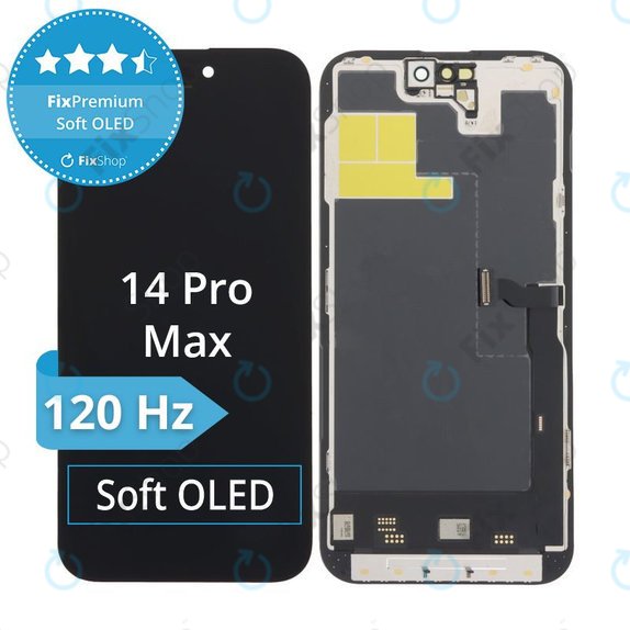 Schermo Soft OLED 120Hz per iPhone 14 Pro Max, Vetro touch con cornice, FixPremium