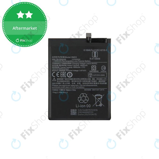 Batteria per Xiaomi Mi 10T 5G, Mi 10T Pro 5G, BM53, 5000mAh