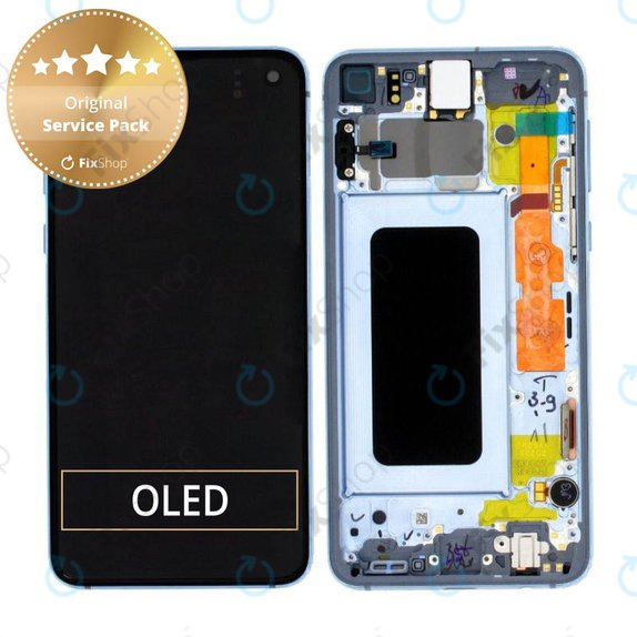 Schermo per Samsung S10e G970F, Prism Blue, Vetro touch con cornice, GH82-18852C, GH82-18836C, Genuine Service Pack