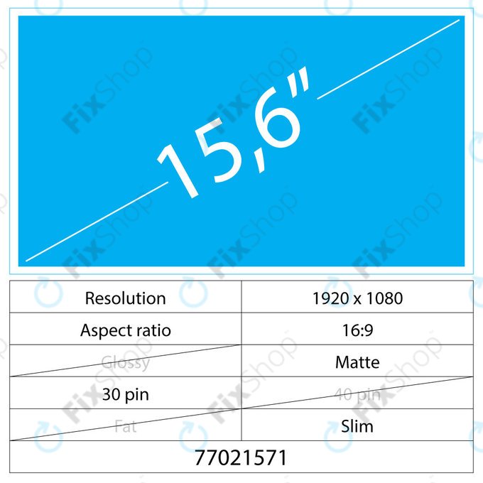15.6" LCD NanoEdge Matte 30 pin Full HD No brackets
