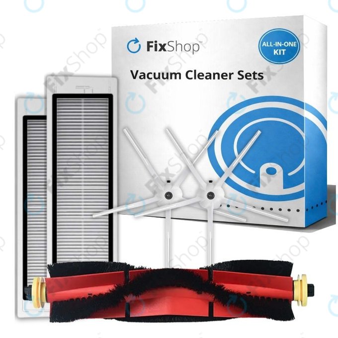 Set di ricambio per Xiaomi Roborock S5 Max, S6, S6 MaxV, S6 Pure, Xiaowa E3 (1x spazzola principale, 2x filtro, 2x spazzola laterale - Bianco)