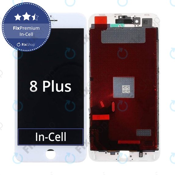 Schermo In-Cell per iPhone 8 Plus, White, Vetro touch con cornice, FixPremium
