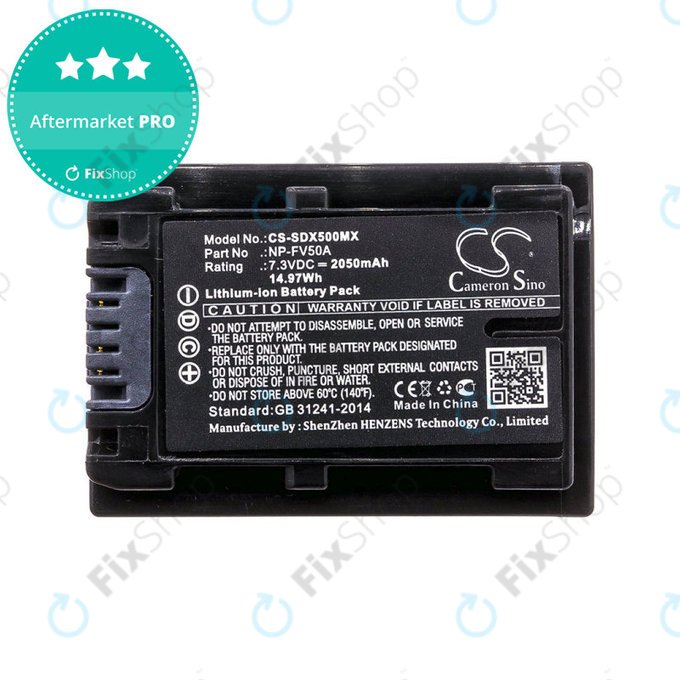 Batteria per Sony Fdr-Ax33, Sony Fdr-Ax40, Sony Fdr-Ax45, Sony Fdr-Ax, NP-FV50A, Li-Ion, 2050mAh, 7.3V, HQ