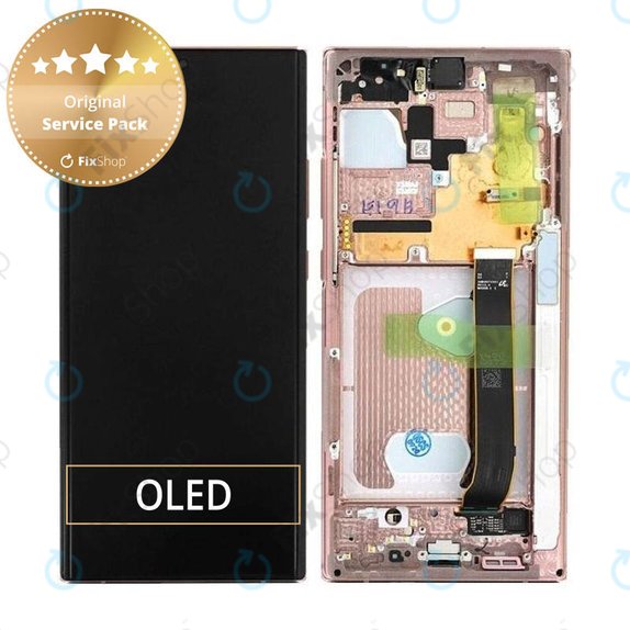 Schermo per Samsung Note 20 Ultra N986B, Mystic Bronze, Vetro touch con cornice, GH82-23596D, GH82-23511D, GH82-23621D, GH82-23622D, GH82-23597D, GH82-31459D, Genuine Service Pack