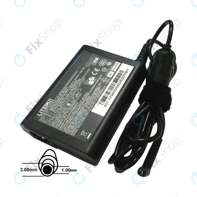Adattatore di ricarica per Acer, 65W, 19V, Black, 77011089, Genuine Service Pack