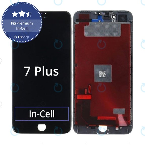 Schermo In-Cell per iPhone 7 Plus, Black, Vetro touch con cornice, FixPremium