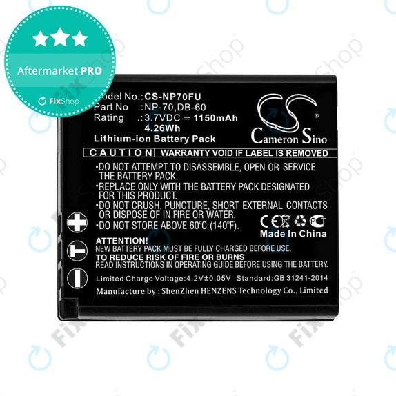 Batteria per Panasonic Lumix DMC-FX01, CGA-S005, Li-Ion, 1150mAh, 3.7V, HQ