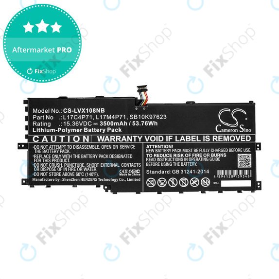 Batteria per Lenovo ThinkPad X1 Yoga 2018, L17C4P71, Li-Pol, 3500mAh, 15.36V, HQ