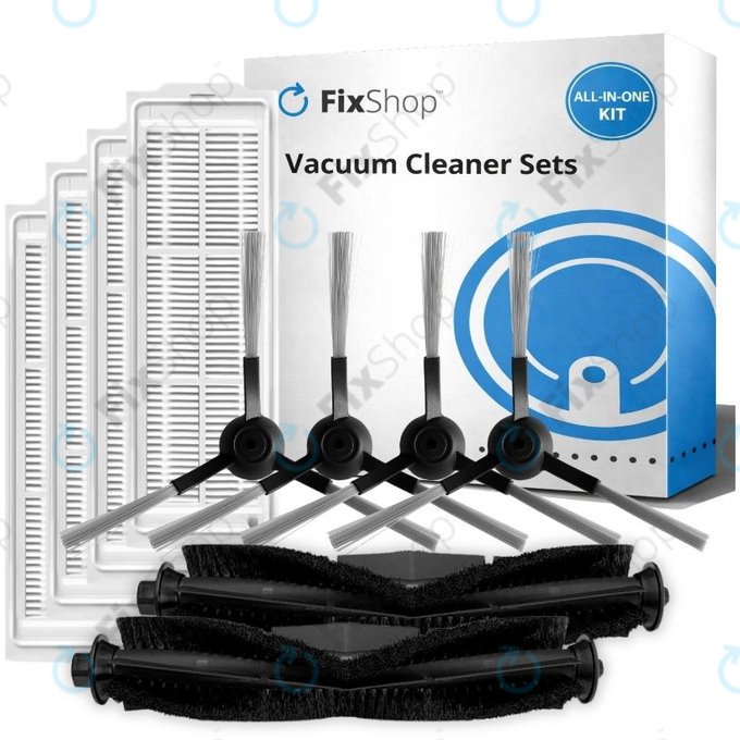 Set di ricambio per Xiaomi Viomi V3 MAX (2x Spazzole principali, 4x Filtri, 4x Spazzole laterali)