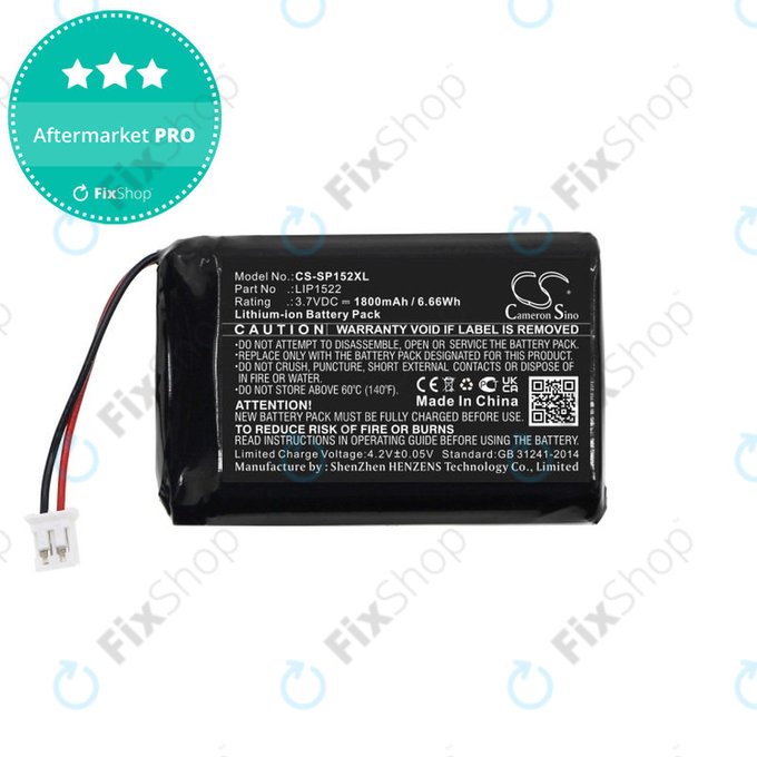 Batteria per Sony Dualshock 4 Wireless Controller, LIP1522, Li-Ion, 1800mAh, 3.7V, HQ