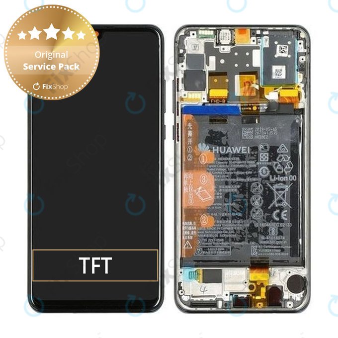 Schermo per Huawei P30 Lite (2020), Vetro touch con cornice, batteria, Midnight Black, 02352PJM, Genuine Service Pack
