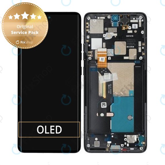 Schermo per Motorola Edge 50 Pro, Black Beauty, Vetro touch con cornice, 5D68C24092, 5D68C24322, Genuine Service Pack