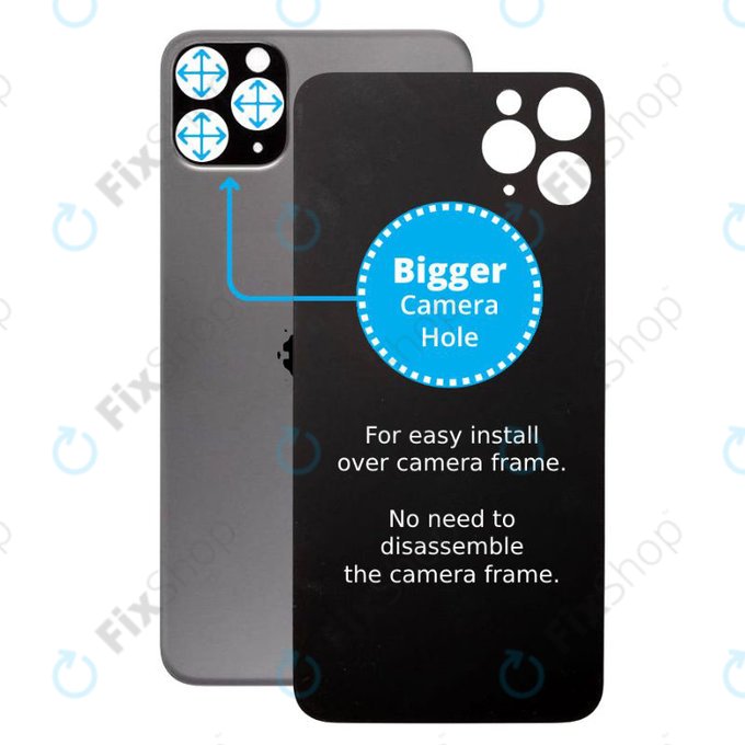 Vetro scocca posteriore con fGold fotocamera più grande per iPhone 11 Pro, Space Gray