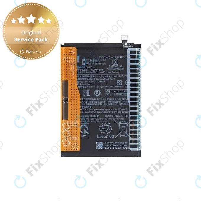 Batteria per Xiaomi Redmi 9T, BN62, 46020000521G, 6000mAh, Genuine Service Pack