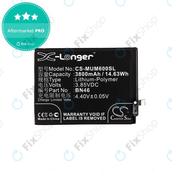 Batteria per Xiaomi Redmi Note 8T, 3800mAh, Li-Pol, 3.85 V, BN46, HQ