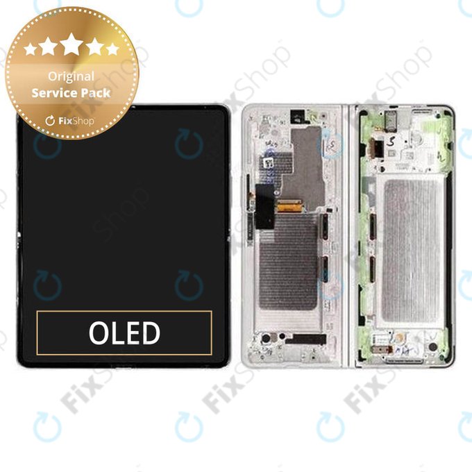 Schermo per Samsung Z Fold 3 F926B, Phantom Silver, Vetro touch con cornice, GH82-26283C, GH82-26284C, Genuine Service Pack