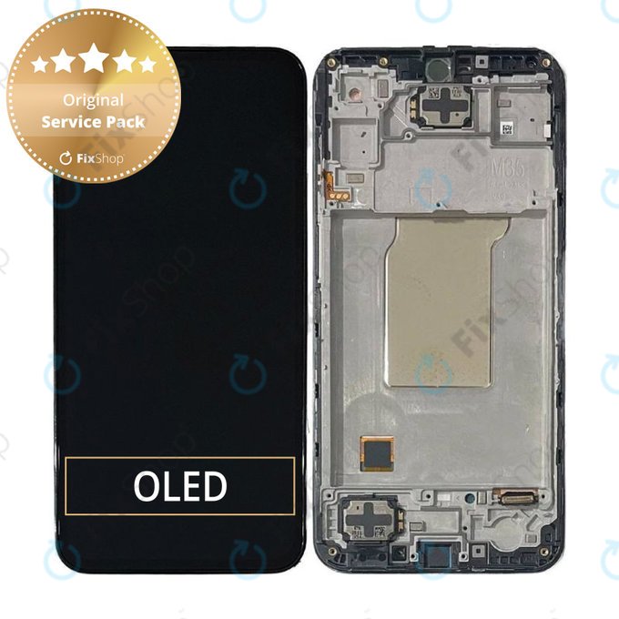 Schermo per Samsung M35 M356B, Black, Vetro touch con cornice, GH82-35001A, Genuine Service Pack