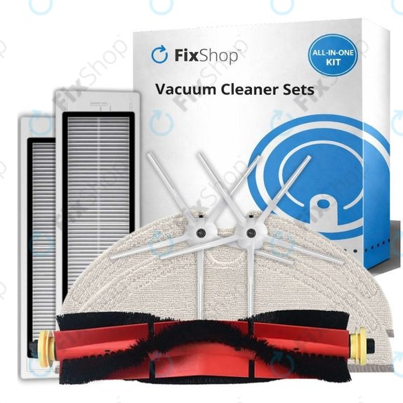 Set di ricambio per Xiaomi Roborock S5 Max, S6, S6 MaxV, S6 Pure, Xiaowa E3 (1x spazzola principale, 2x filtro, 2x spazzola laterale - Bianco, 2x panno mop)