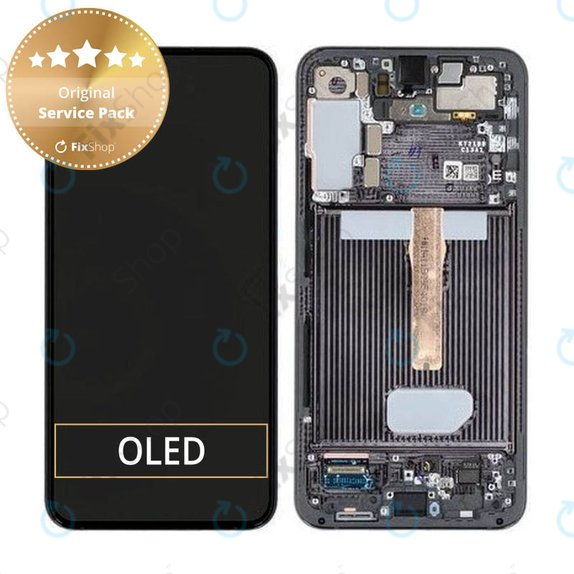 Schermo per Samsung S22 Plus S906B, Phantom Black, Vetro touch con cornice, GH82-27500A, GH82-27501A, Genuine Service Pack